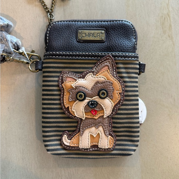 Chala Brown Yorkie Dog Crossbody Bag NWT - Picture 4 of 7